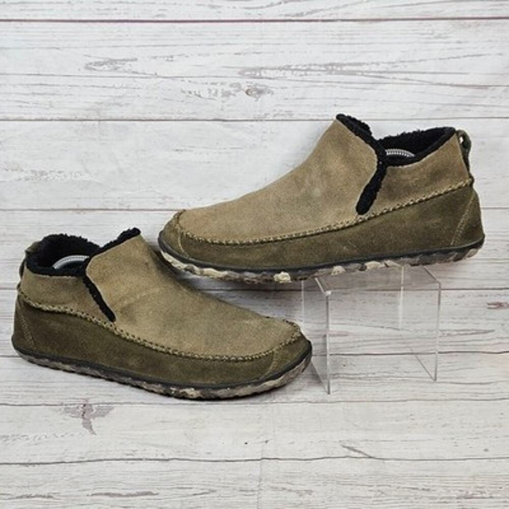 L.L.Bean Men's 11 Moccasin Casual Mountain Camp Shoes Olive Green Suede Slip-On